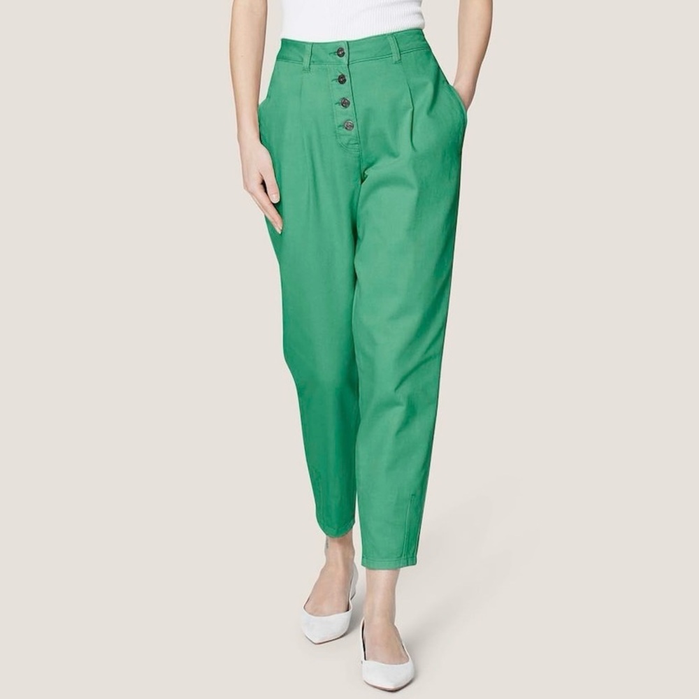 Madeleine Jean Women’s 8 Green High Rise Button Fly Ankle 100% Cotton Matcha